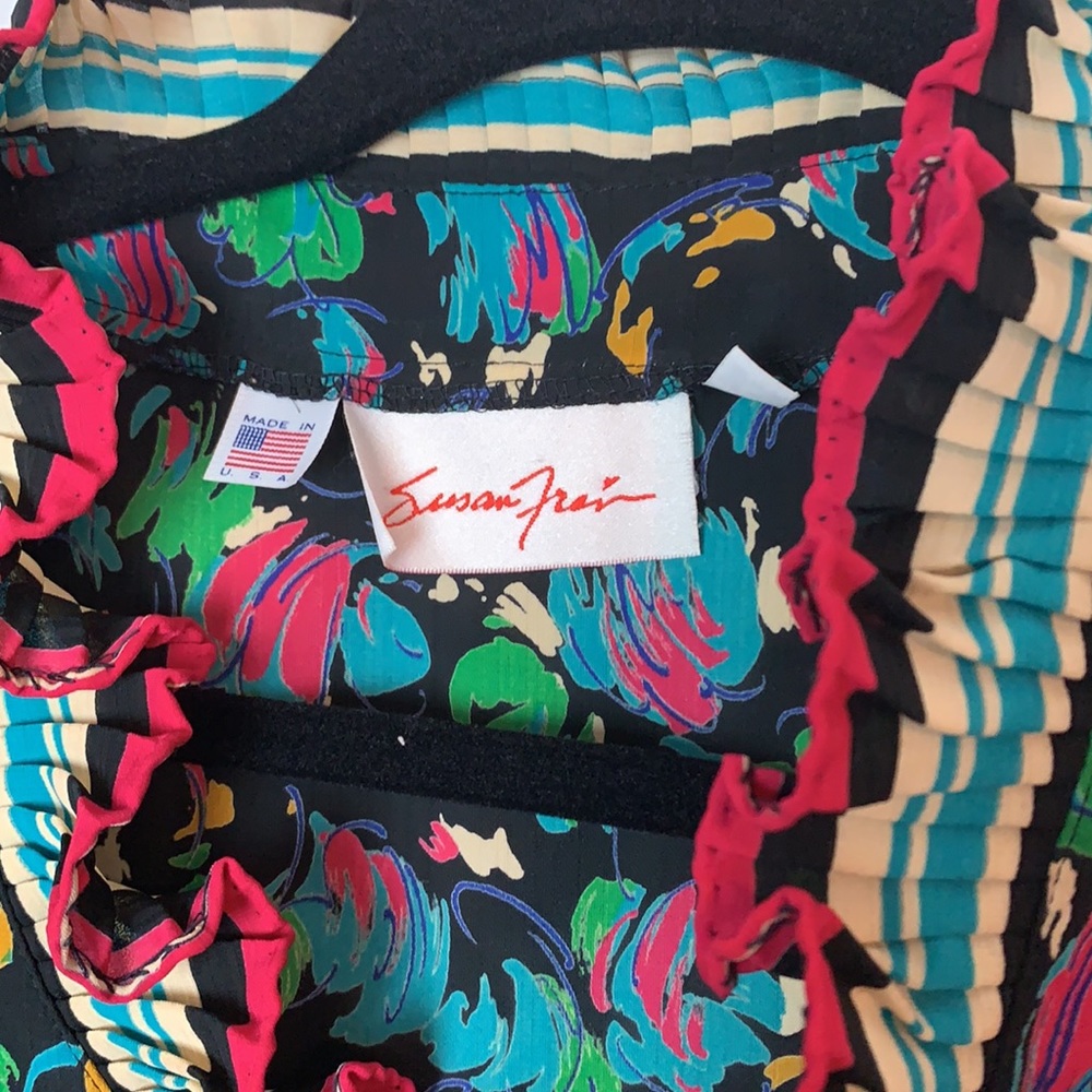 Susan Freis Blouse S Floral Pleated - Picture 4 of 6